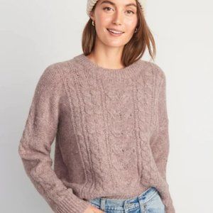 Old Navy Heathered Cable-Knit Sweater- Rose Dawn- XL